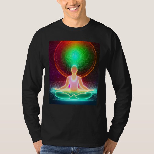 Camiseta Yoga Girl Female Sun Salutation Meditation Chakra  (Frente)