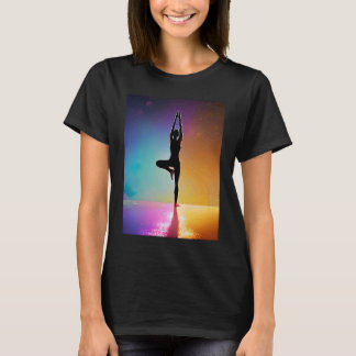 Camiseta Yoga Girl Female Sun Salutation Meditation Chakra