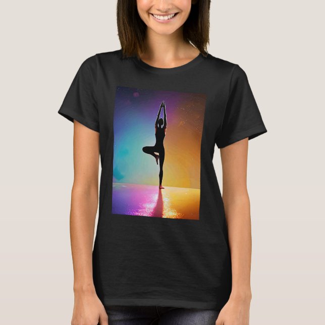 Camiseta Yoga Girl Female Sun Salutation Meditation Chakra (Frente)