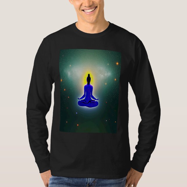 Camiseta Yoga Girl Female Sun Salutation Meditation Chakra  (Frente)