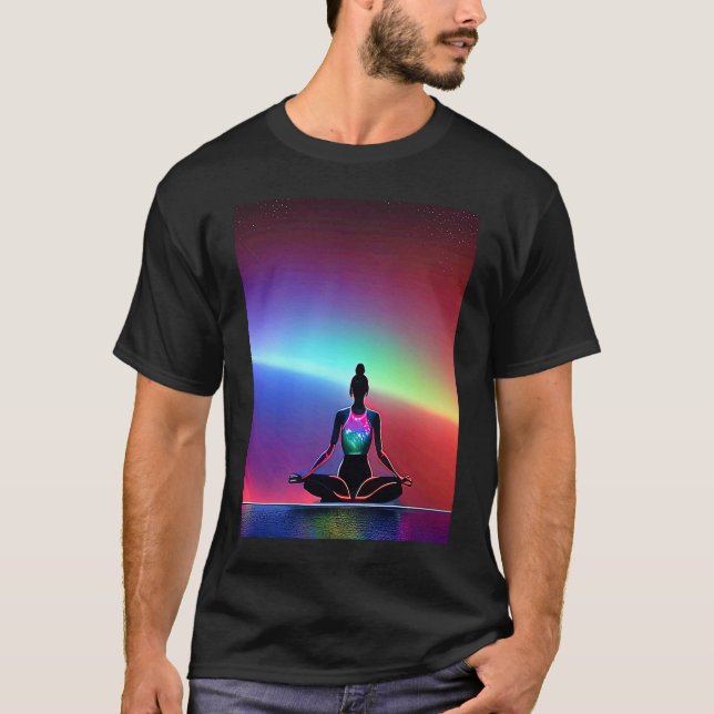 Camiseta Yoga Girl Female Sun Salutation Meditation Chakra (Frente)