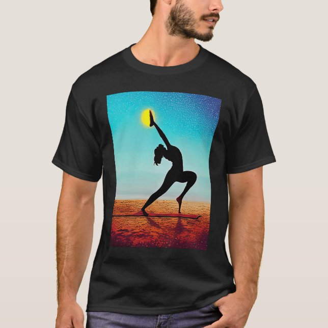 Camiseta Yoga Girl Female Sun Salutation Meditation Chakra  (Frente)