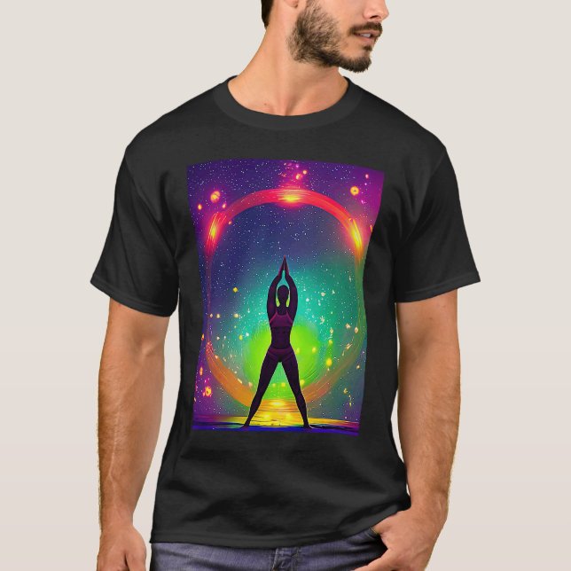 Camiseta Yoga Girl Female Sun Salutation Meditation Chakra  (Frente)