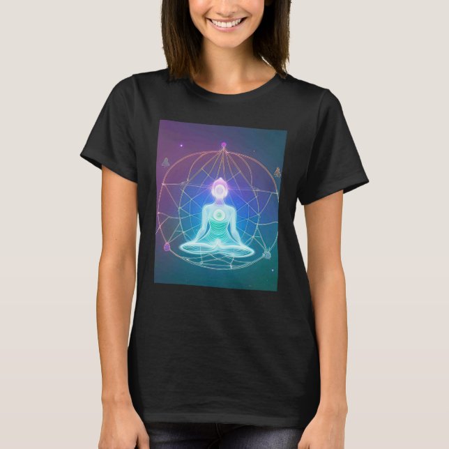 Camiseta Yoga Girl Female Sun Salutation Meditation Chakra  (Frente)