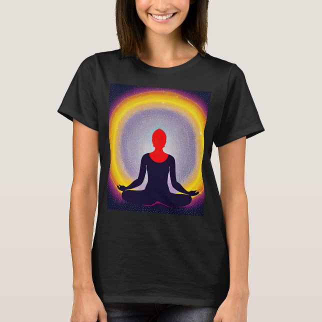 Camiseta Yoga Girl Female Sun Salutation Meditation Chakra (Frente)