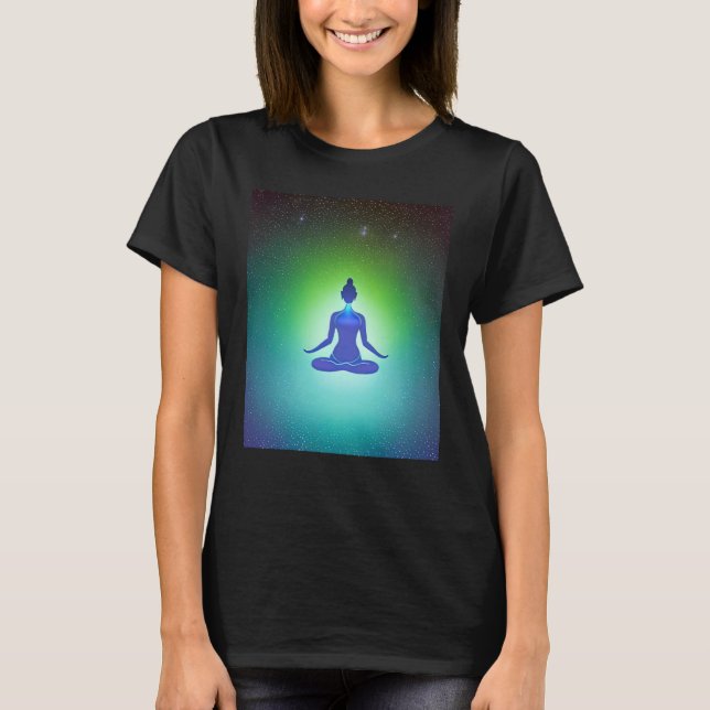 Camiseta Yoga Girl Female Sun Salutation Meditation Chakra  (Frente)