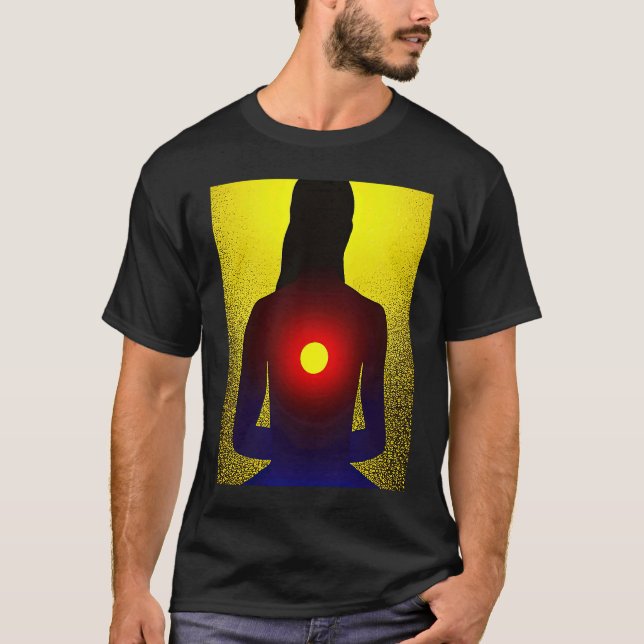 Camiseta Yoga Girl Female Sun Salutation Meditation Chakra  (Frente)