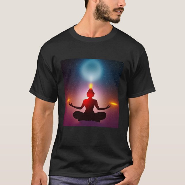 Camiseta Yoga Girl Female Sun Salutation Meditation Chakra (Frente)