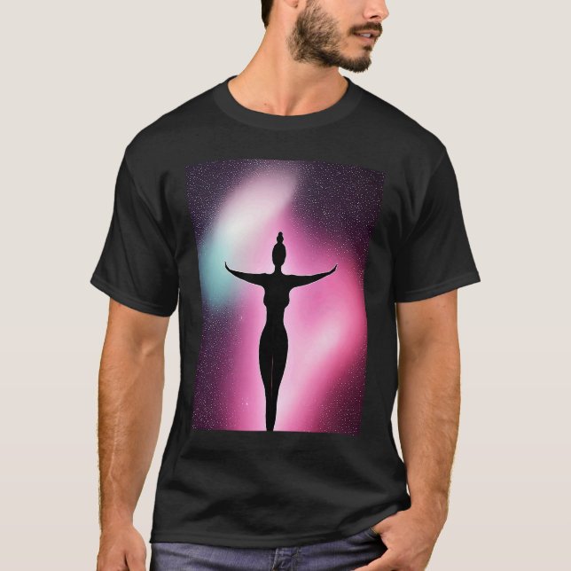 Camiseta Yoga Girl Female Sun Salutation Meditation Chakra  (Frente)