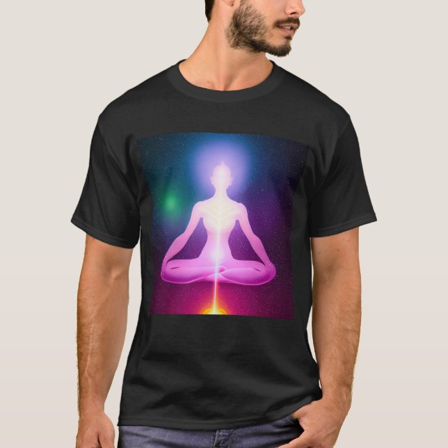 Camiseta Yoga Girl Female Sun Salutation Meditation Chakra (Frente)