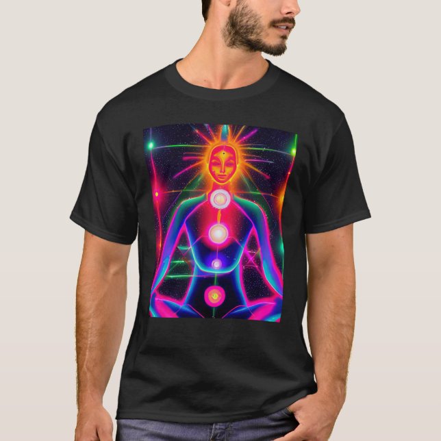 Camiseta Yoga Girl Female Sun Salutation Meditation Chakra  (Frente)