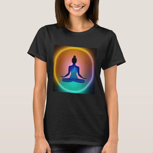 Camiseta Yoga Girl Female Sun Salutation Meditation Chakra  (Frente)