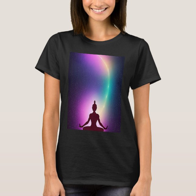 Camiseta Yoga Girl Female Sun Salutation Meditation Chakra (Frente)
