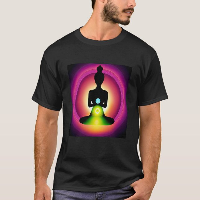 Camiseta Yoga Girl Female Sun Salutation Meditation Chakra  (Frente)