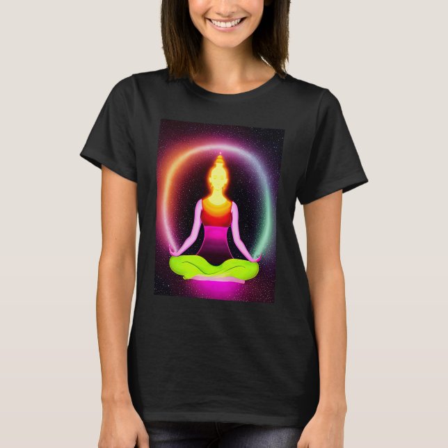 Camiseta Yoga Girl Female Sun Salutation Meditation Chakra (Frente)