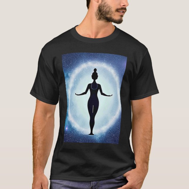 Camiseta Yoga Girl Female Sun Salutation Meditation Chakra (Frente)