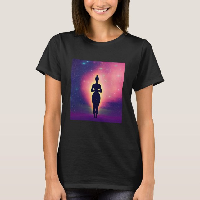 Camiseta Yoga Girl Female Sun Salutation Meditation Chakra  (Frente)