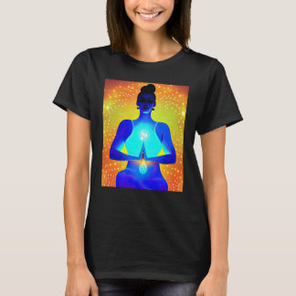 Camiseta Yoga Girl Female Sun Salutation Meditation Chakra 