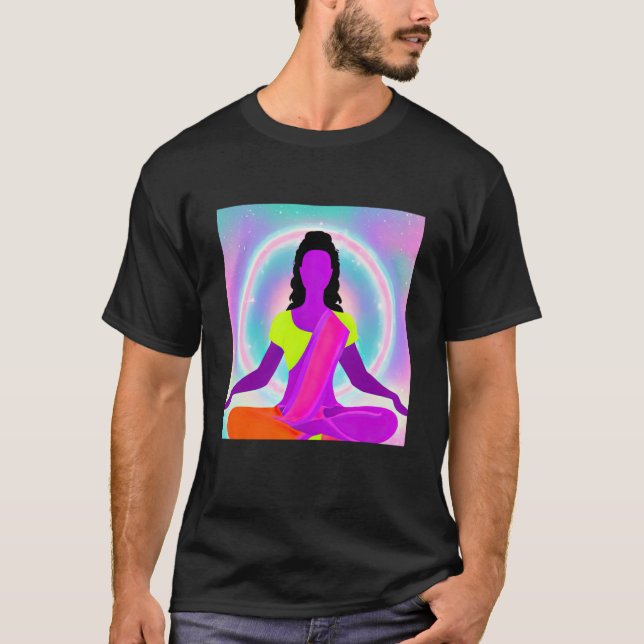 Camiseta Yoga Girl Female Sun Salutation Meditation Chakra  (Frente)