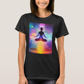 Camiseta Yoga Girl Female Sun Salutation Meditation Chakra