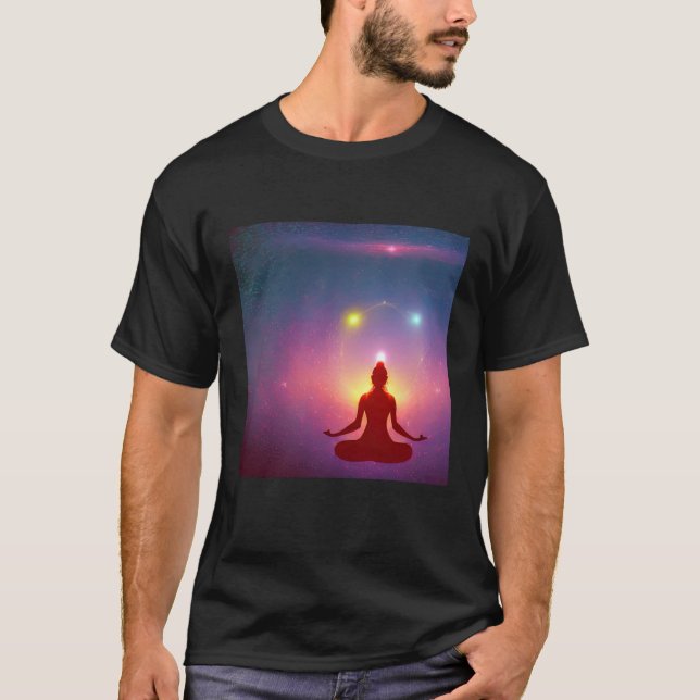 Camiseta Yoga Girl Female Sun Salutation Meditation Chakra  (Frente)