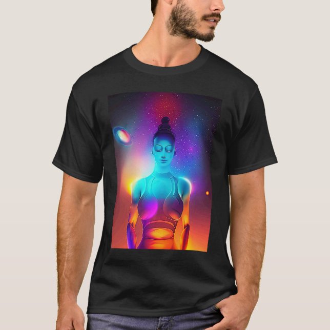 Camiseta Yoga Girl Female Sun Salutation Meditation Chakra  (Frente)