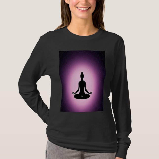 Camiseta Yoga Girl Female Sun Salutation Meditation Chakra  (Frente)