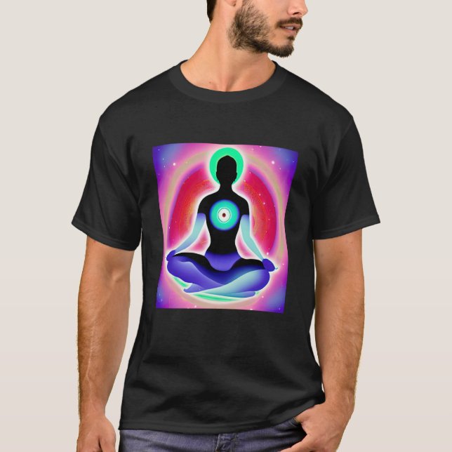 Camiseta Yoga Girl Female Sun Salutation Meditation Chakra  (Frente)