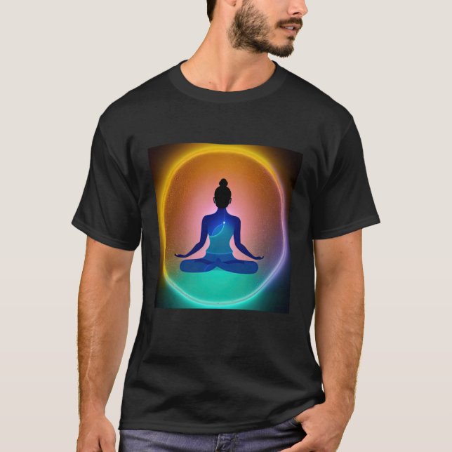 Camiseta Yoga Girl Female Sun Salutation Meditation Chakra  (Frente)