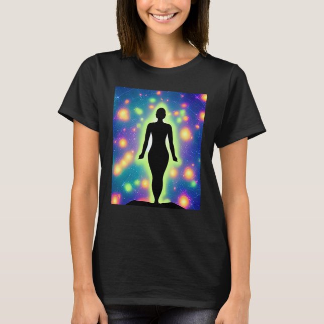 Camiseta Yoga Girl Female Sun Salutation Meditation Chakra  (Frente)