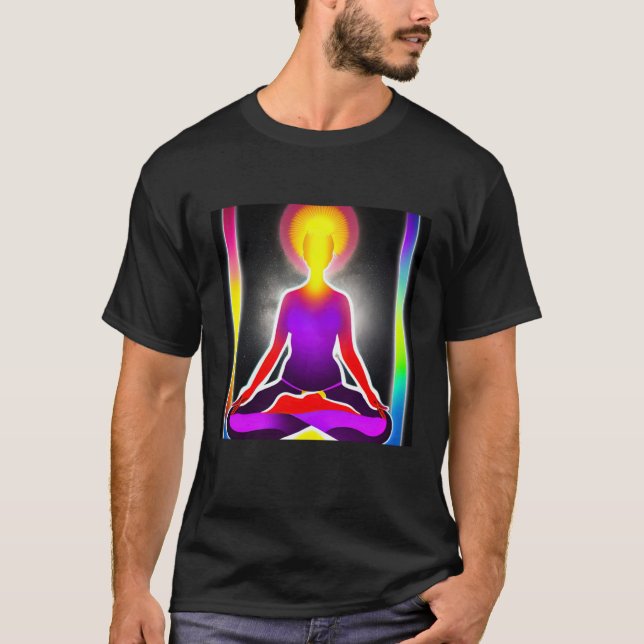 Camiseta Yoga Girl Female Sun Salutation Meditation Chakra  (Frente)