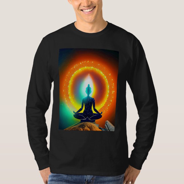 Camiseta Yoga Girl Female Sun Salutation Meditation Chakra  (Frente)