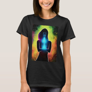 Camiseta Yoga Girl Female Sun Salutation Meditation Chakra