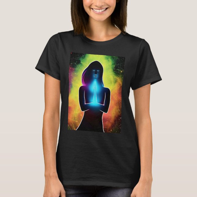 Camiseta Yoga Girl Female Sun Salutation Meditation Chakra (Frente)