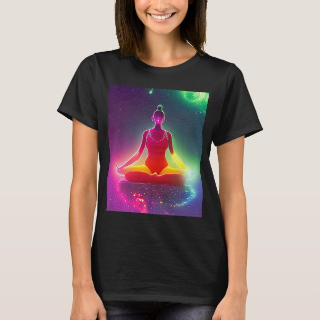 Camiseta Yoga Girl Female Sun Salutation Meditation Chakra (Frente)
