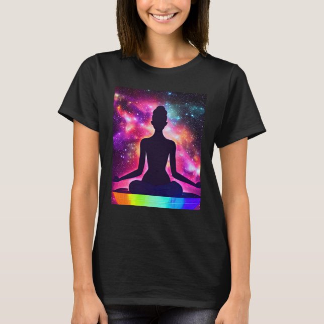 Camiseta Yoga Girl Female Sun Salutation Meditation Chakra  (Frente)
