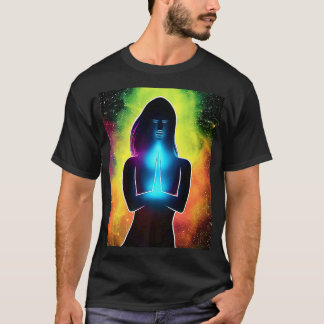 Camiseta Yoga Girl Female Sun Salutation Meditation Chakra
