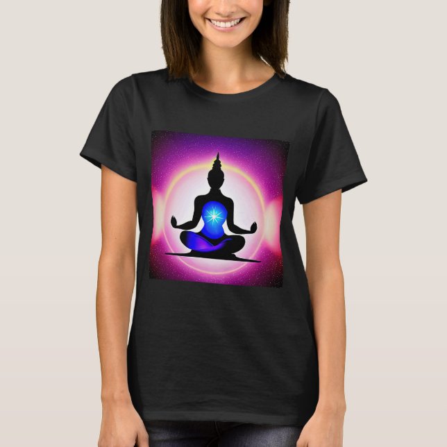 Camiseta Yoga Girl Female Sun Salutation Meditation Chakra (Frente)