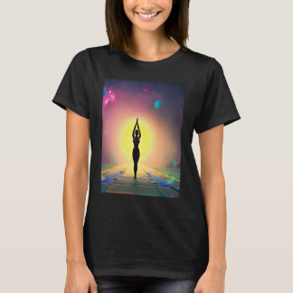 Camiseta Yoga Girl Female Sun Salutation Meditation Chakra