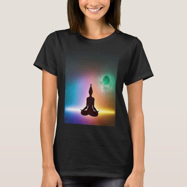 Camiseta Yoga Girl Female Sun Salutation Meditation Chakra  (Frente)