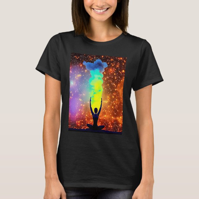 Camiseta Yoga Girl Female Sun Salutation Meditation Chakra  (Frente)
