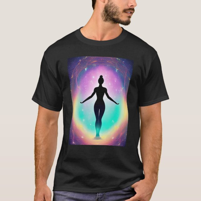 Camiseta Yoga Girl Female Sun Salutation Meditation Chakra  (Frente)