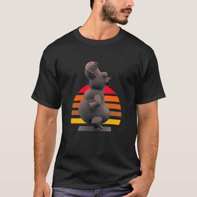 Camiseta Yoga Hippo Stripo a pose (Frente)