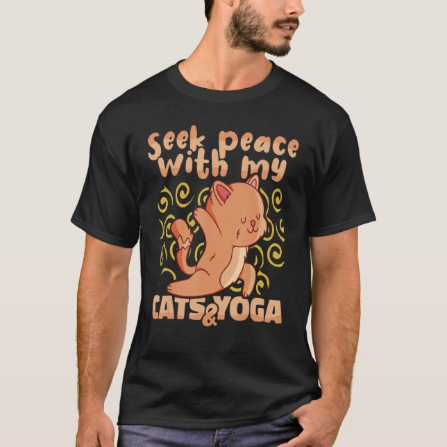 Camiseta Yoga Instructor Seek Peace with my Cats and Yoga M (Frente)