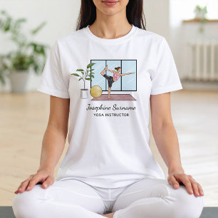 Camiseta Yoga Instrutor Dançer Pose Professor Nome Pessoal