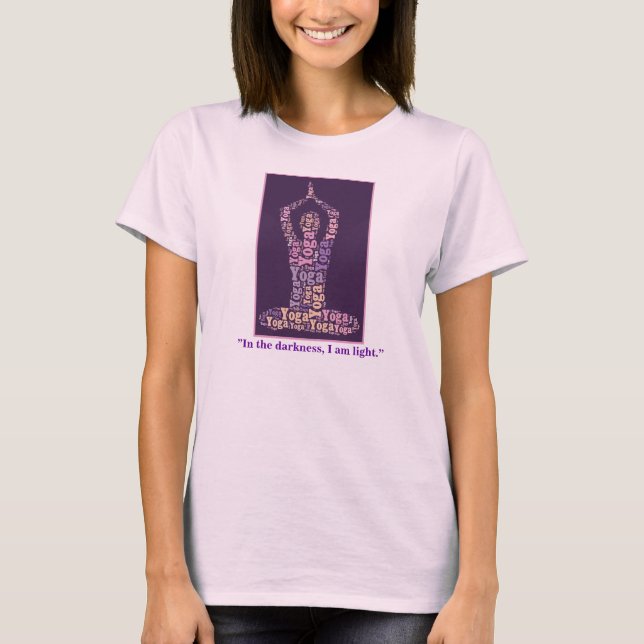 Camiseta Yoga Lotus Pose Em Roxo Com Citação Espiritual (Frente)