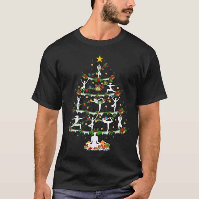 Camiseta Yoga Lover Xmas Lighting Yoga Christmas Tree  (Frente)