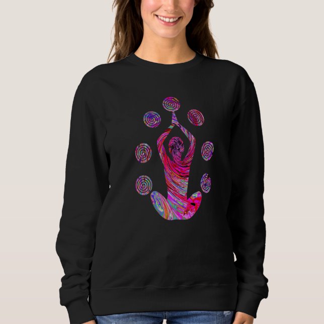 Camiseta Yoga Meditation Pose with Spirals in Red and Pink  (Frente)