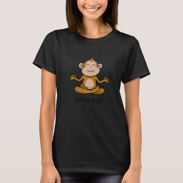 Camiseta Yoga Monkey Namaslay Zen Piada Pun Yoga (Frente)