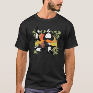 Camiseta Yoga Panda Chinês Bamboo Comendo Giro